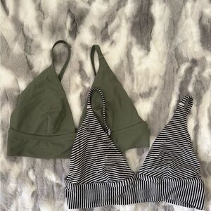 Aerie Bikini Tops -  Olive Green and Black Striped